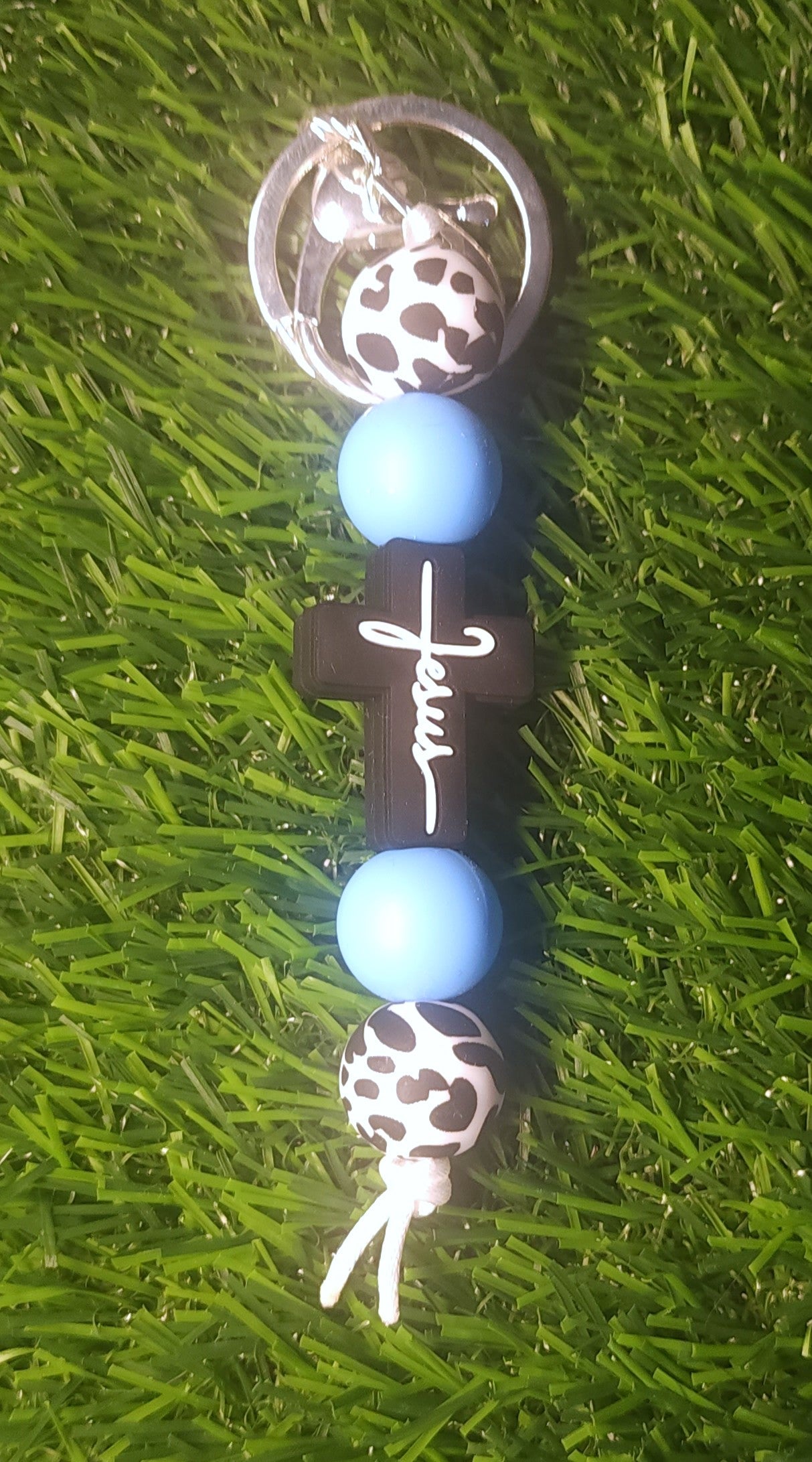 Jesus and Cow Print Keychain