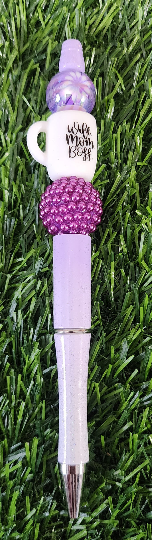 Wife, Mom, Boss Purple Bling Pen