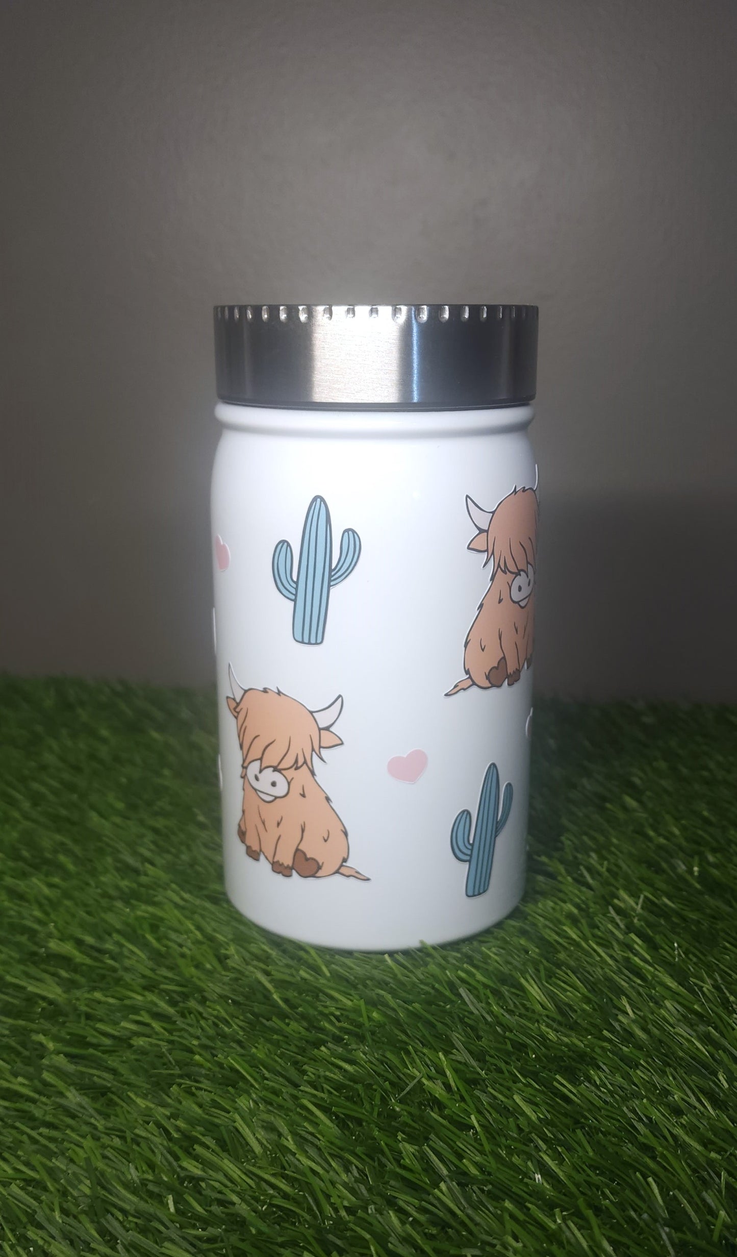 Highland Cow and Cactus 17 oz Mason Jar