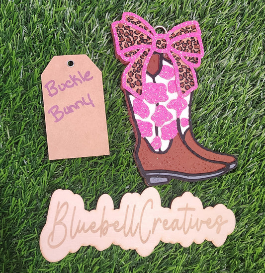 Pink Leopard Bow Car Freshie In Buckle Bunny