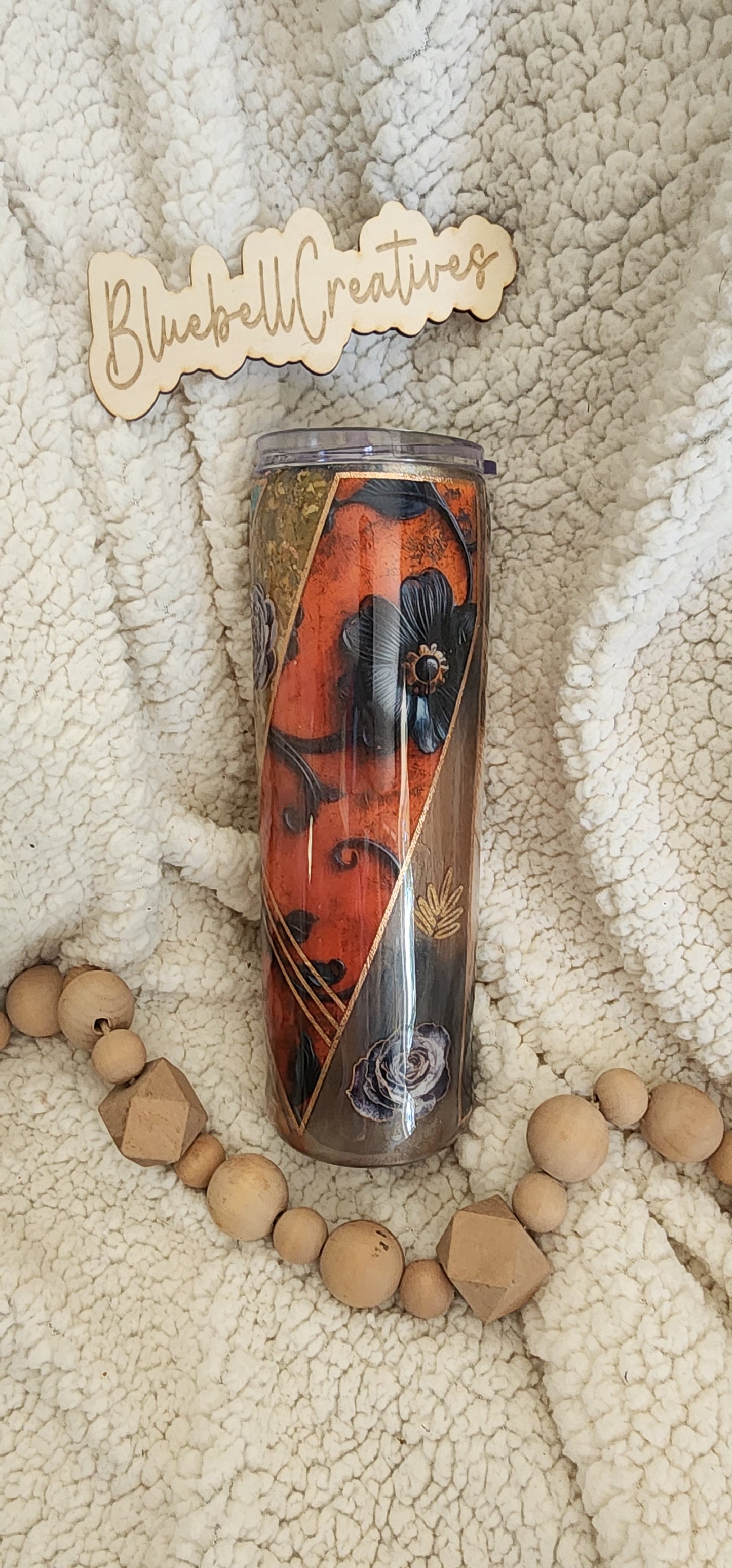 30 oz Rustic Flower Handmade Tumbler